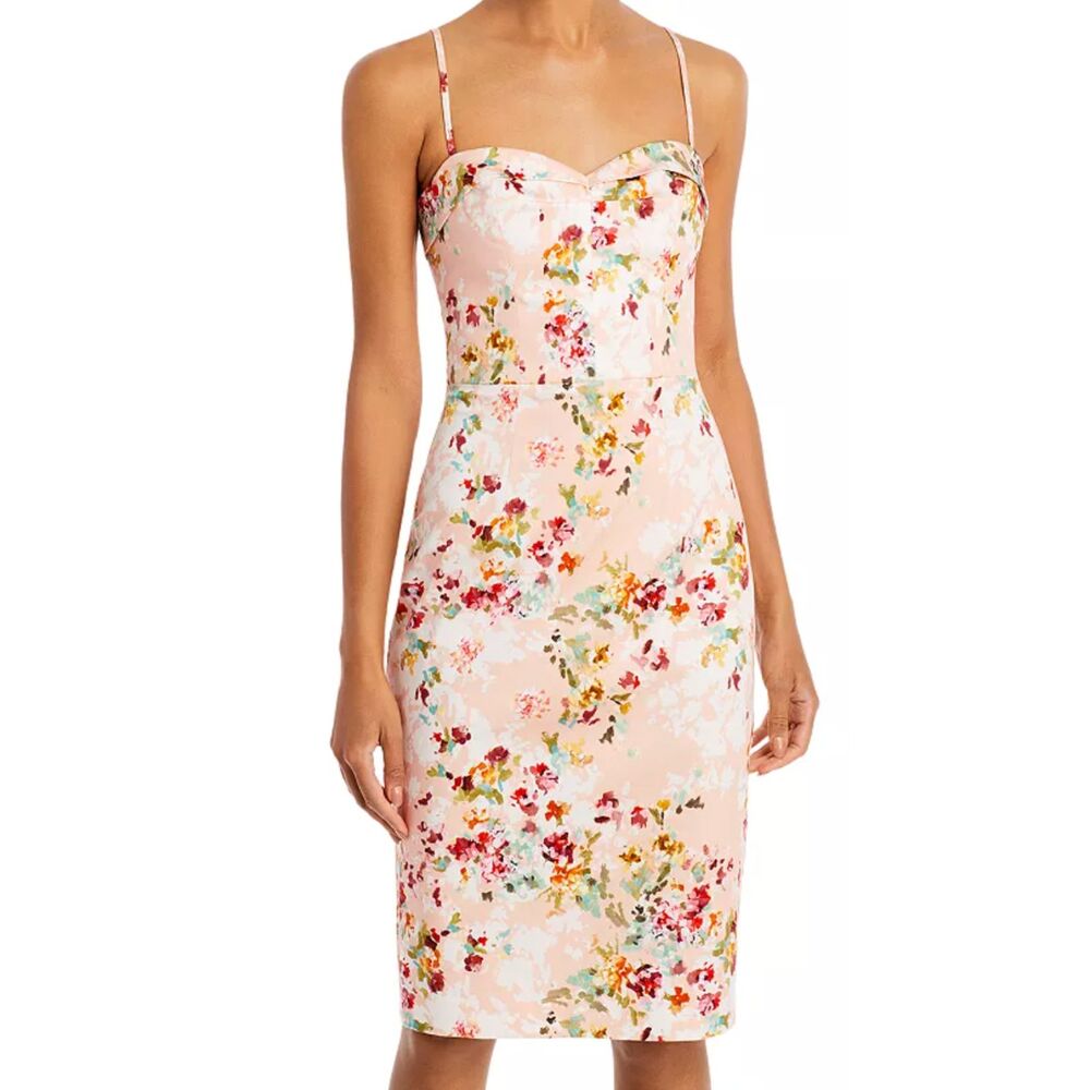 Black Halo Dress Women's Size 4 Clover Sheath Dress Peachy Floral New - Picture 2 of 15